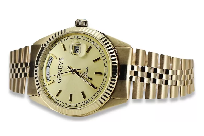 reloj de Oro para Hombre con Brazalete 14k Geneve mw013ydy&mbw016y