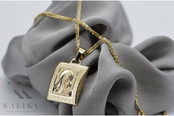 Złoty medalik 14k 585 Bozia z łańcuszkiem pm001y&cc035y