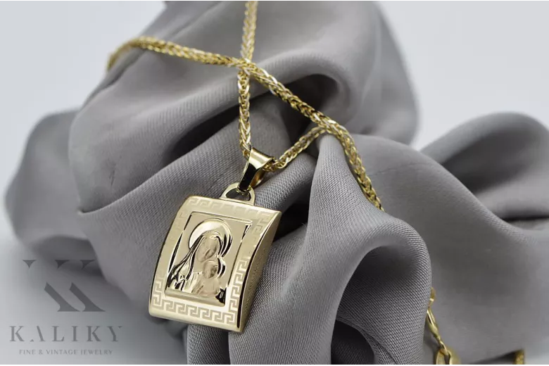 Gold Mary medallion icon pendant with chain ★ zlotychlopak.pl ★ Gold 585 333 low price