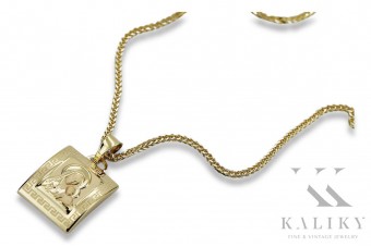 копия золотого медальона Bozia 14k 585 с цепочкой pm001y&cc036y