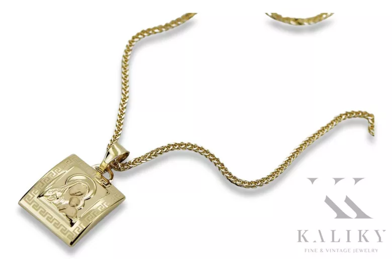 Gold Mary medallion icon pendant with chain ★ zlotychlopak.pl ★ Gold 585 333 low price