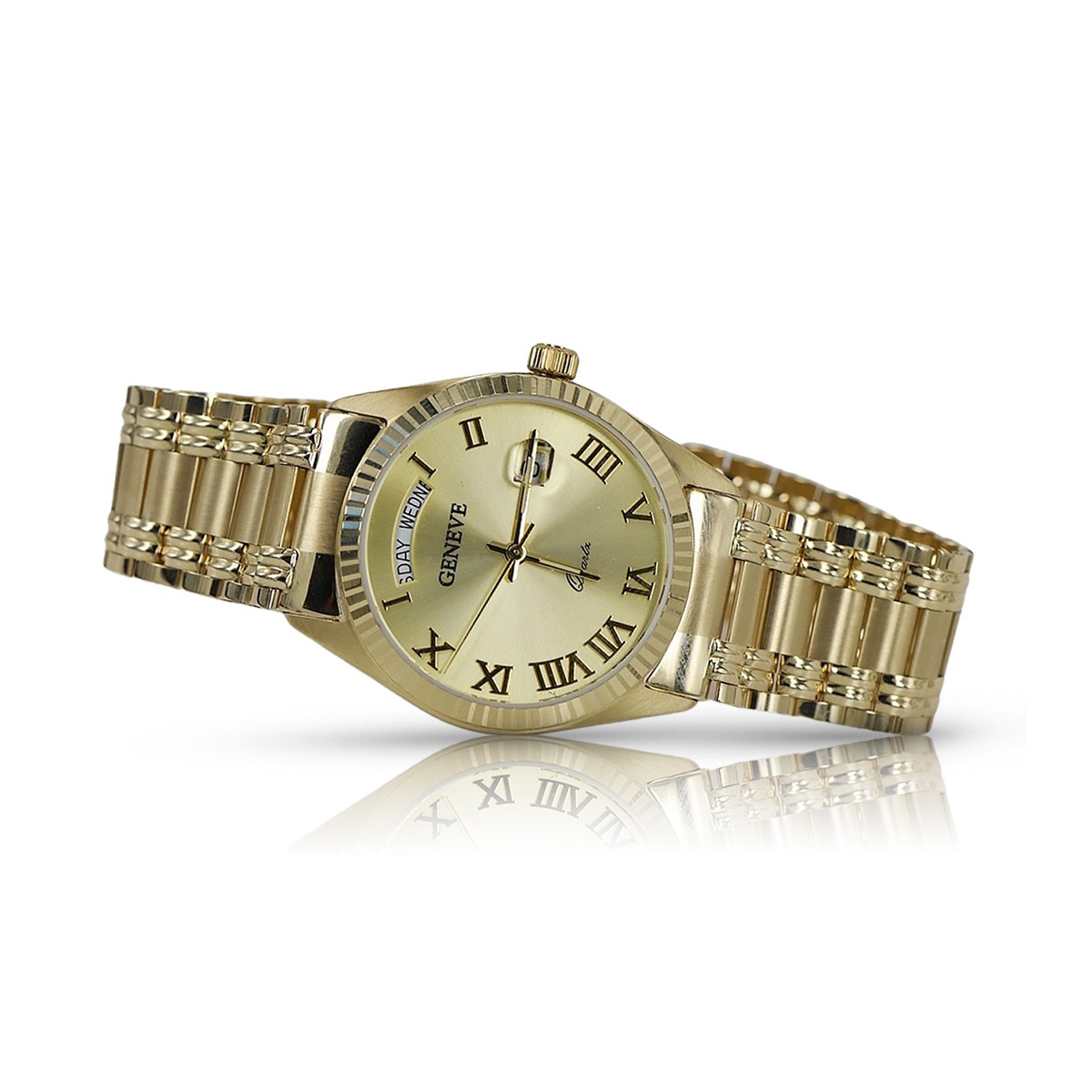 Gold men's watch Geneve ★ zlotychlopak.pl ★ Gold purity 585 333 Low Price!