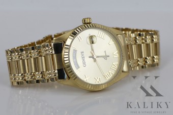 Złoty zegarek męski 14k 585 Geneve mw013ydg&mbw012yo