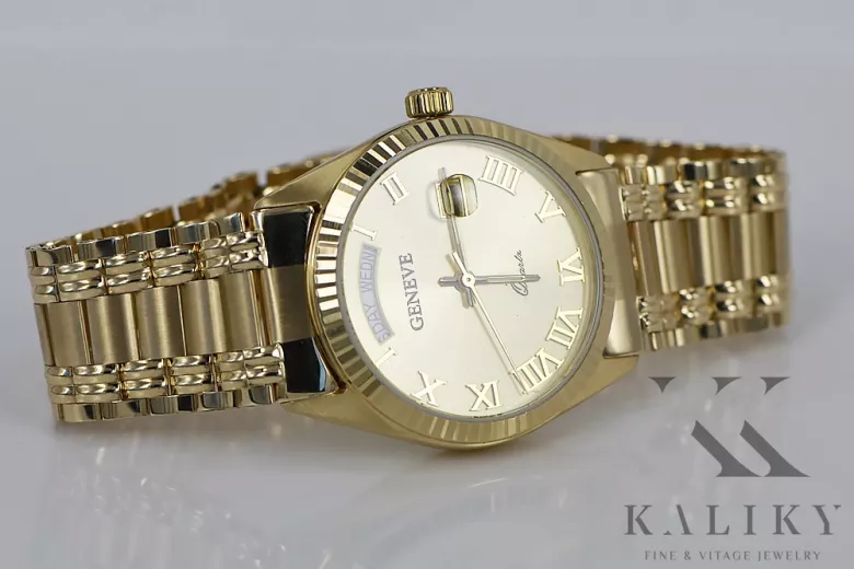 Gold men's watch Geneve ★ zlotychlopak.pl ★ Gold purity 585 333 Low Price!