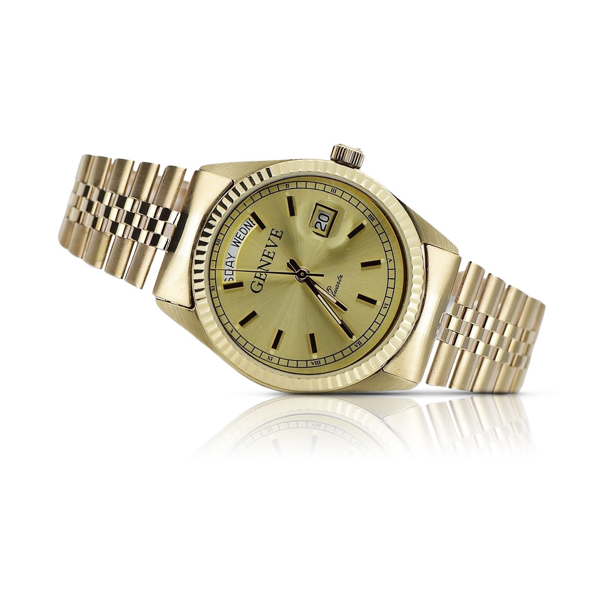 Gold men's watch Geneve ★ zlotychlopak.pl ★ Gold purity 585 333 Low Price!