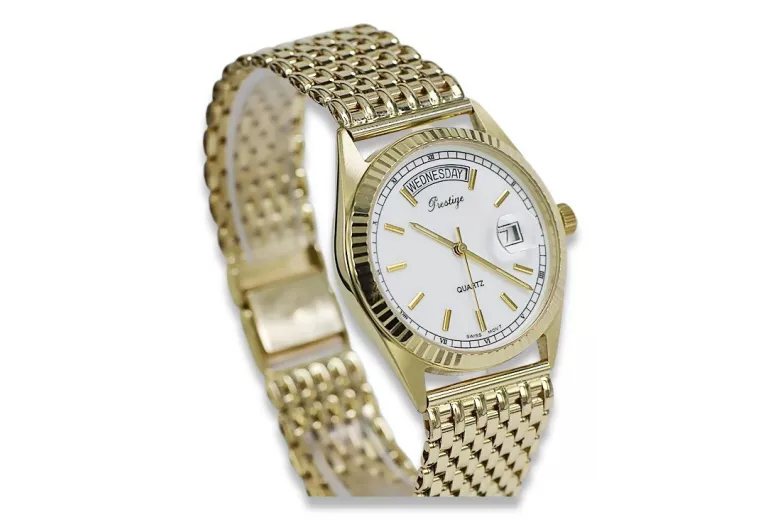 reloj de hombre oro con pulsera 14k 585 geneve mw013ydbc&mbw013y