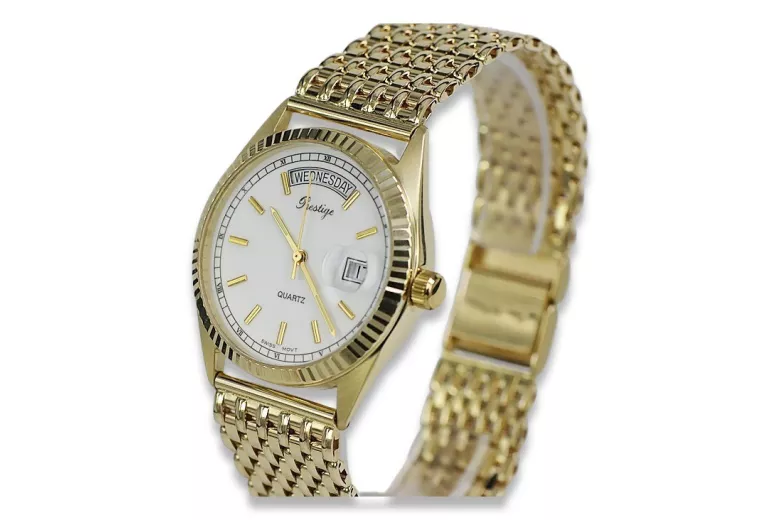 copie de Montre en or pour homme avec bracelet 14k 585 Geneve mw013ydbc&mbw013y