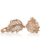 "14K 585 Rose Pink Gold Vintage Inspired Leaf Earrings" ven003