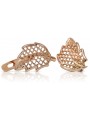 "14K 585 Rose Pink Gold Vintage Inspired Leaf Earrings" ven003