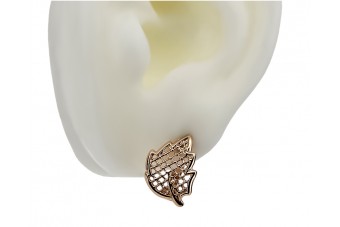 Exquisite Vintage Rosenblatt Ohrringe aus 14k Roségold, Keine Steine ven003