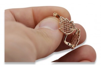 "Boucles d'oreilles vintage en forme de feuille, Or rose 14 carats 585 sans pierres" ven003