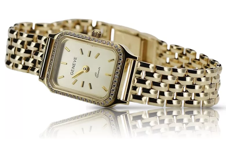 Gold men's watch Geneve ★ zlotychlopak.pl ★ Gold purity 585 333 Low Price!