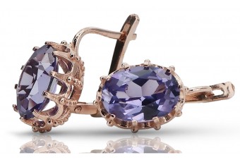 Vintage silver rose gold plated 925 Alexandrite Ruby Emerald Sapphire Aquamarine Zircon ... earrings vec079rp