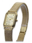 reloj de oro italiano Geneve Lw055y&lbw004y con brazalete para mujer de 14k