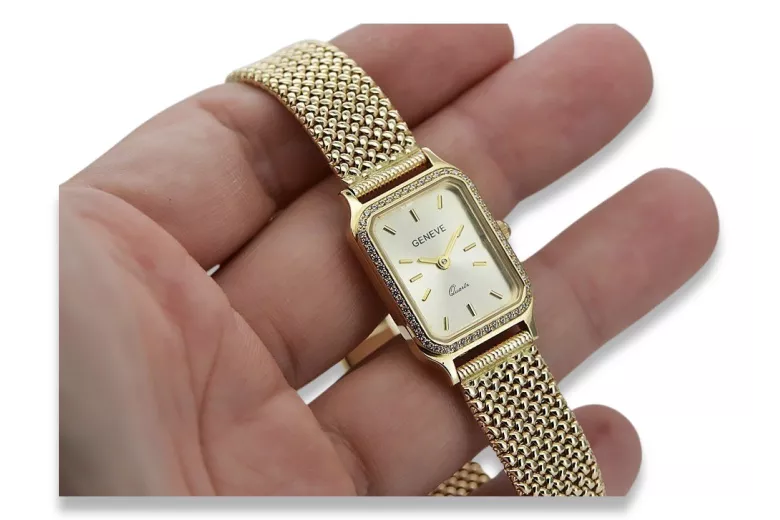 copie după ceas italian Geneve Lw055y&lbw004y din aur cu brățară de damă de 14k