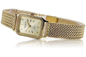 reloj de oro italiano Geneve Lw055y&lbw004y con brazalete para mujer de 14k