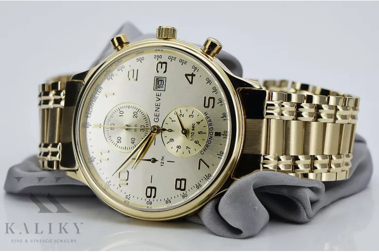 копие на 14k 585 златен часовник с гривна Geneve mw005ydg&mbw006y