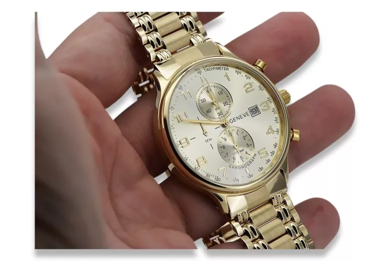 копие на 14k 585 златен часовник с гривна Geneve mw005ydg&mbw006y