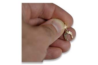 Unikalny 14k różowy złoty wisiorek Vintage z podkową Bez Kamieni vpn006