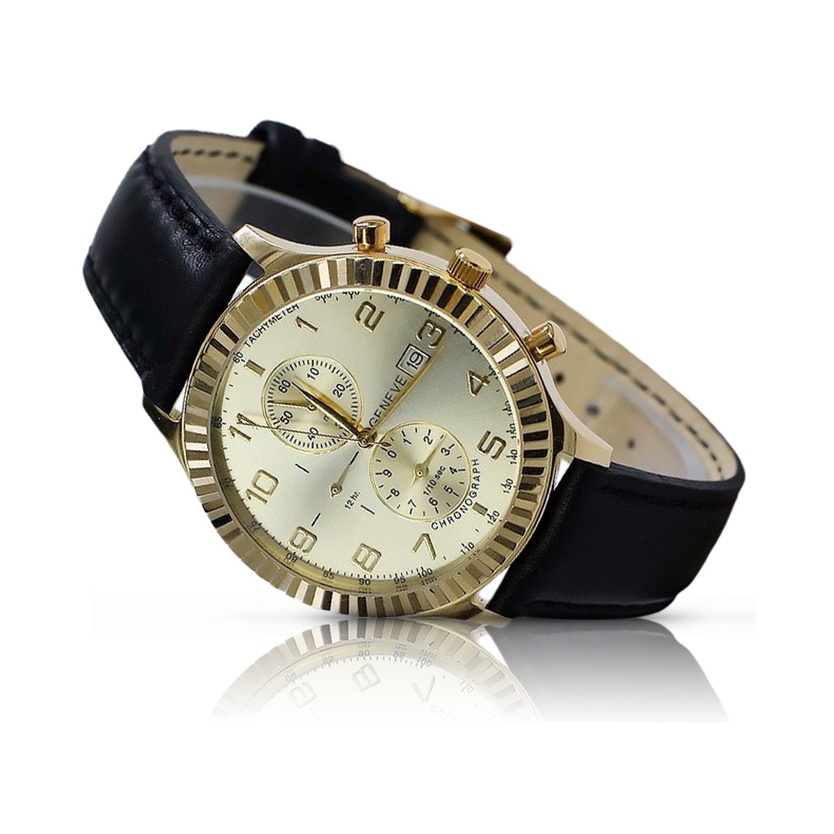 Gold men's watch Geneve ★ zlotychlopak.pl ★ Gold purity 585 333 Low Price!