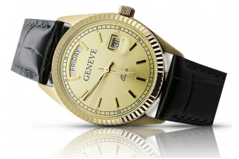 Montre Geneve pour hommes et femmes en or jaune 14 carats mw013y