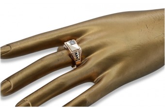 Vintage rose pink 14k 585 gold Men's Onyx signet csc005rw