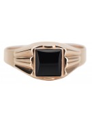 Vintage rose pink 14k 585 gold Men's onyx signet csc010r