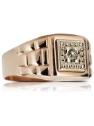 Ruso rosa rosa 14k oro 585 Anillo de sello para hombre csc018r