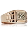 Ruso rosa rosa 14k oro 585 Anillo de sello para hombre csc018r