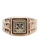 Ruso rosa rosa 14k oro 585 Anillo de sello para hombre csc018r