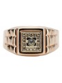 Ruso rosa rosa 14k oro 585 Anillo de sello para hombre csc018r