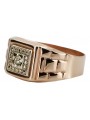 Ruso rosa rosa 14k oro 585 Anillo de sello para hombre csc018r