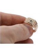 Ruso rosa rosa 14k oro 585 Anillo de sello para hombre csc018r