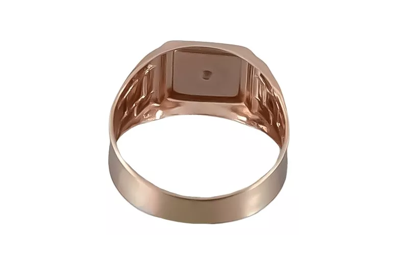 Ruso rosa rosa 14k oro 585 Anillo de sello para hombre csc018r