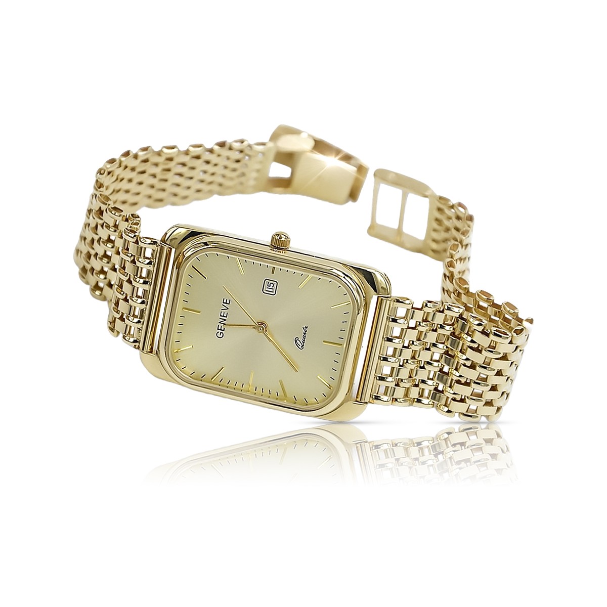 Gold men's watch Geneve ★ zlotychlopak.pl ★ Gold purity 585 333 Low Price!