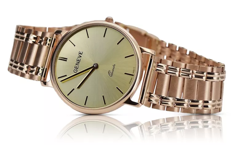 Gold men's watch Geneve ★ zlotychlopak.pl ★ Gold purity 585 333 Low Price!