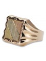 Ruso rosa rosa 14k oro 585 Anillo de sello para hombre csn006r