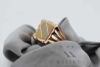 Чоловіча каблучка з печаткою російська рожева троянда із золота 585 проби csn006r