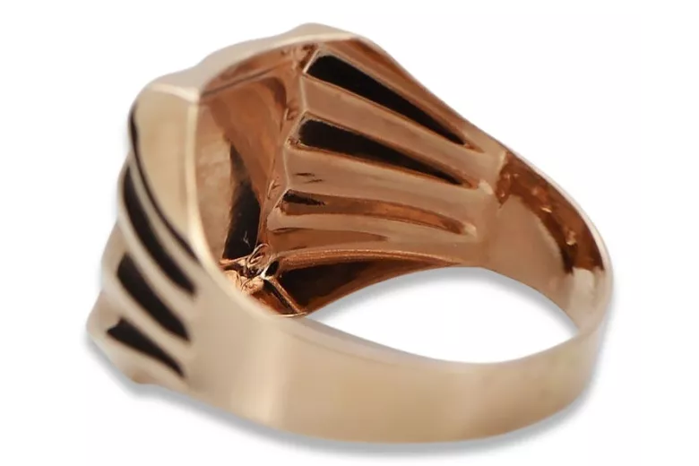 Ruso rosa rosa 14k oro 585 Anillo de sello para hombre csn006r