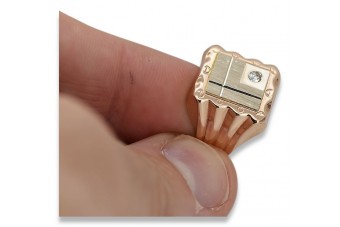 Anillo de sello de oro soviético rosa ruso