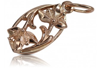 Wyjątkowy Wisiorek Vintage z Liściem z Różowego Złota 14k 585 Bez Kamien vpn012