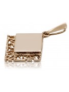 "Original Vintage Rose Pink 14K Gold Square Pendant - No Stone Design" vpn041