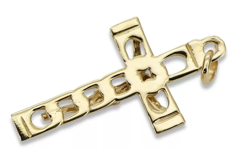 Croix catholique en or 14k 585 pendentif croix avec Jésus or jaune ctc028y