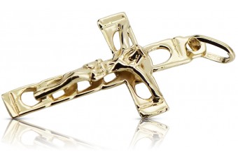 Croix catholique en or 14k 585 pendentif croix avec Jésus or jaune ctc028y