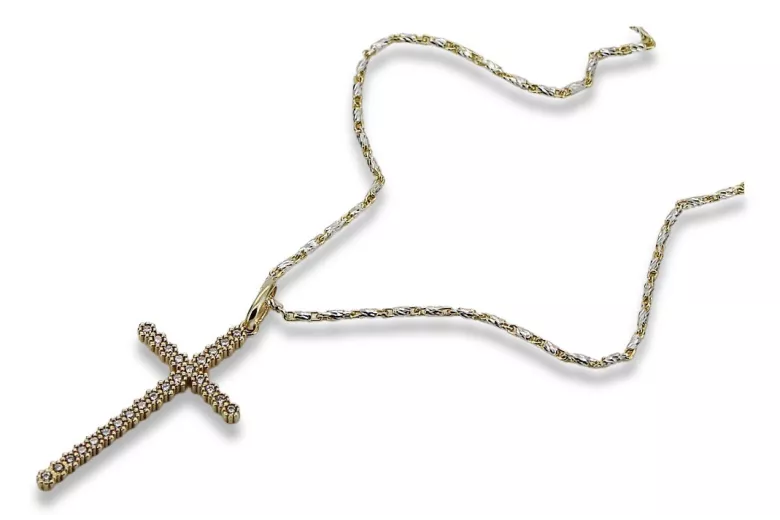 Catholic Cross & Anchor 14k gold chain ctc029y&cc008yw