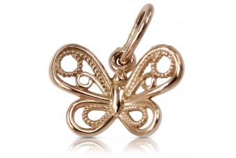 "14K 585 Rose Gold Vintage Butterfly Pendant, Original No Stones Design" vpn062