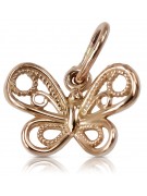 "14K 585 Rose Gold Vintage Butterfly Pendant, Original No Stones Design" vpn062