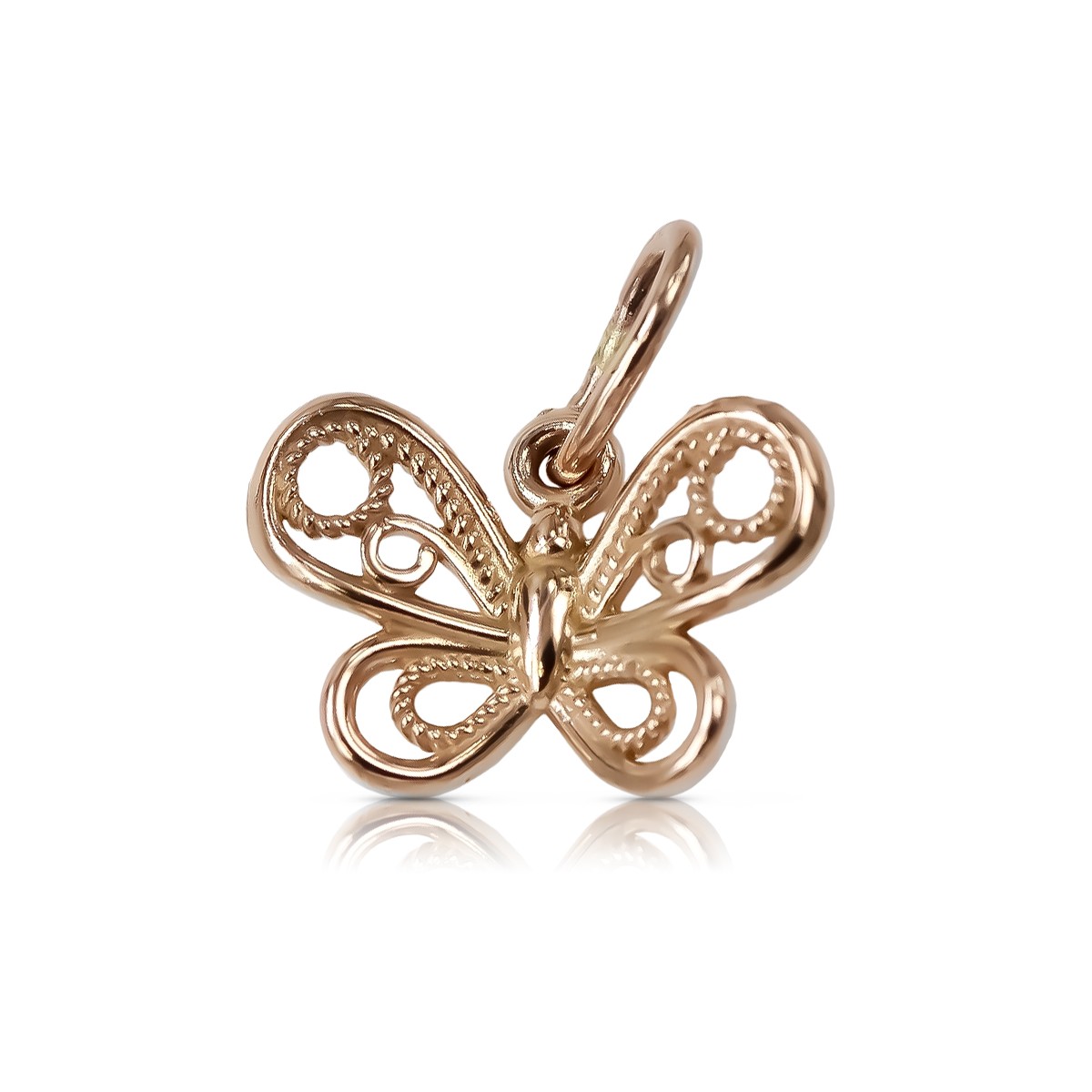 "14K 585 Rose Gold Vintage Butterfly Pendant, Original No Stones Design" vpn062