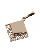 "Original Vintage Rose Pink 14K Gold Square Pendant - No Stone Design" vpn041