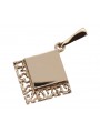 "Original Vintage Rose Pink 14K Gold Square Pendant - No Stone Design" vpn041